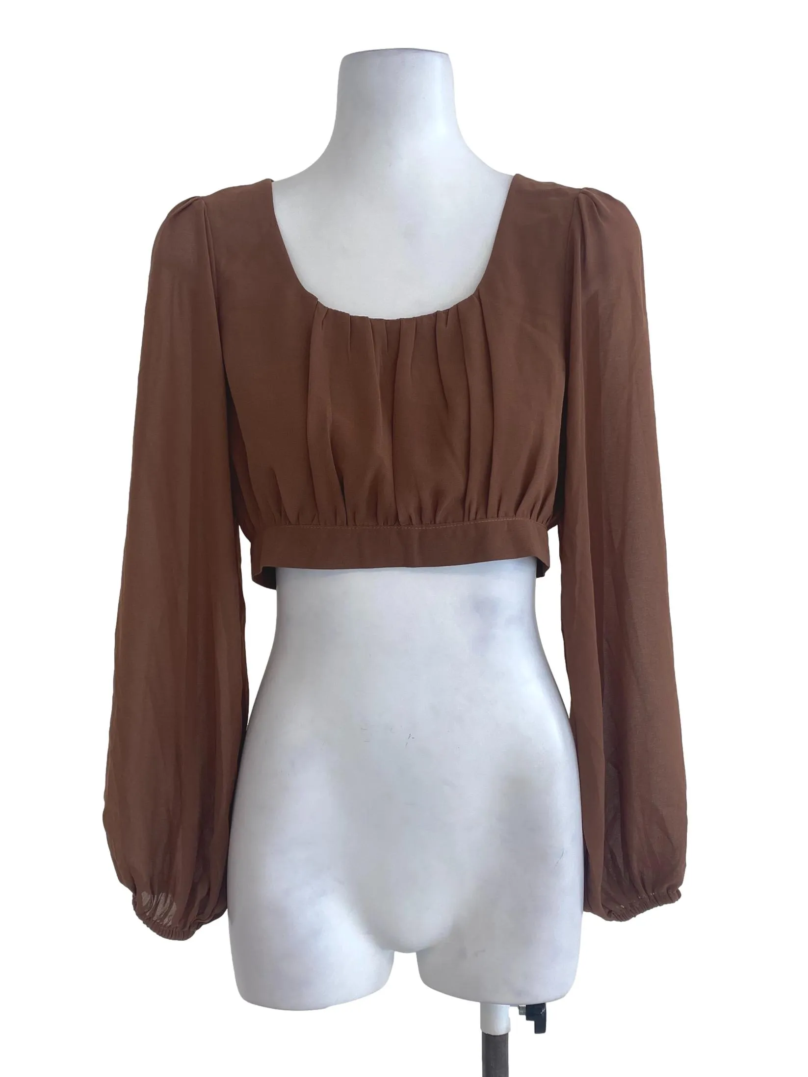Brown Long Sleeve Blouse