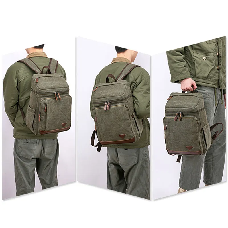 Canvas Backpack Casual Canvas Travel Backpack Men's School Backpack Handmade Hiking Backpacks