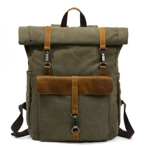 Canvas Leather Backpack, Laptop Backpack, Vintage Rucksack, Waterproof Travel Backpack