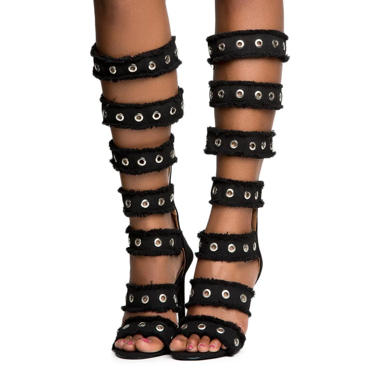 Cape Robbin Alza-66 Black Gladiator High Heel BLACK
