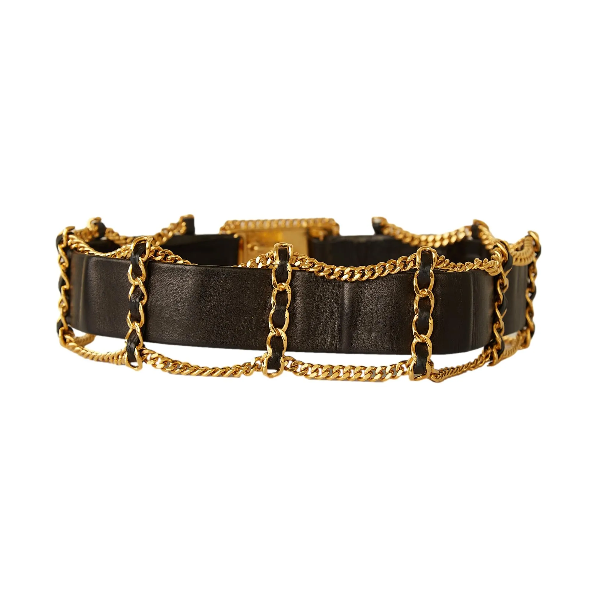 Chanel Black Leather Chain Belt
