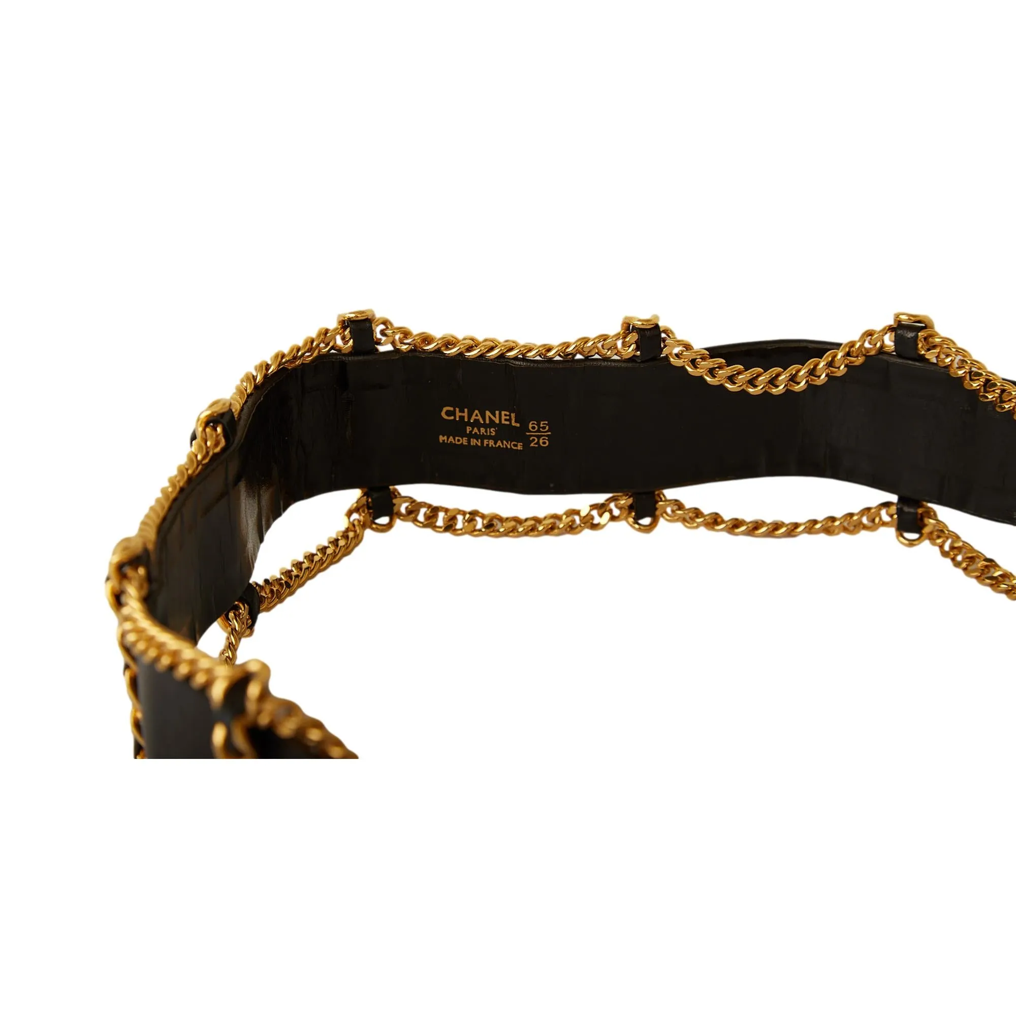 Chanel Black Leather Chain Belt