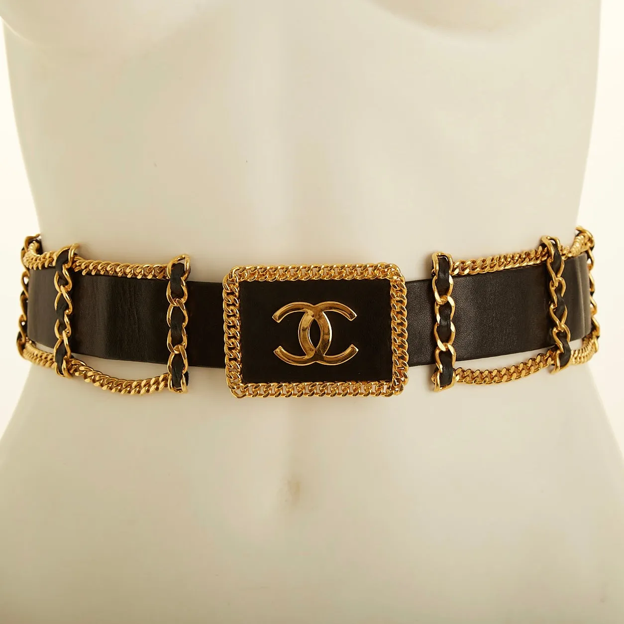 Chanel Black Leather Chain Belt