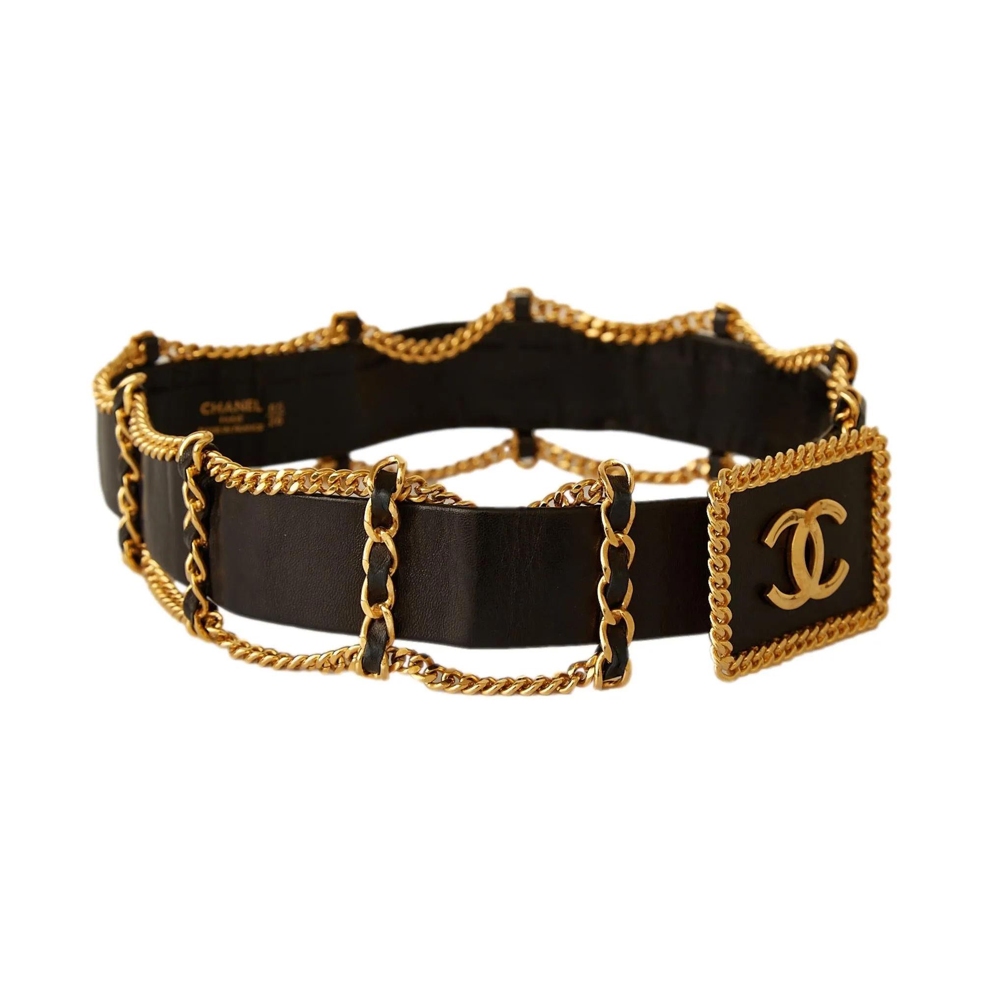 Chanel Black Leather Chain Belt