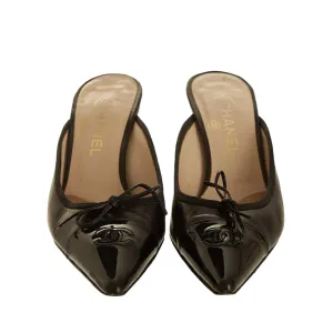 Chanel Black Logo Kitten Heels