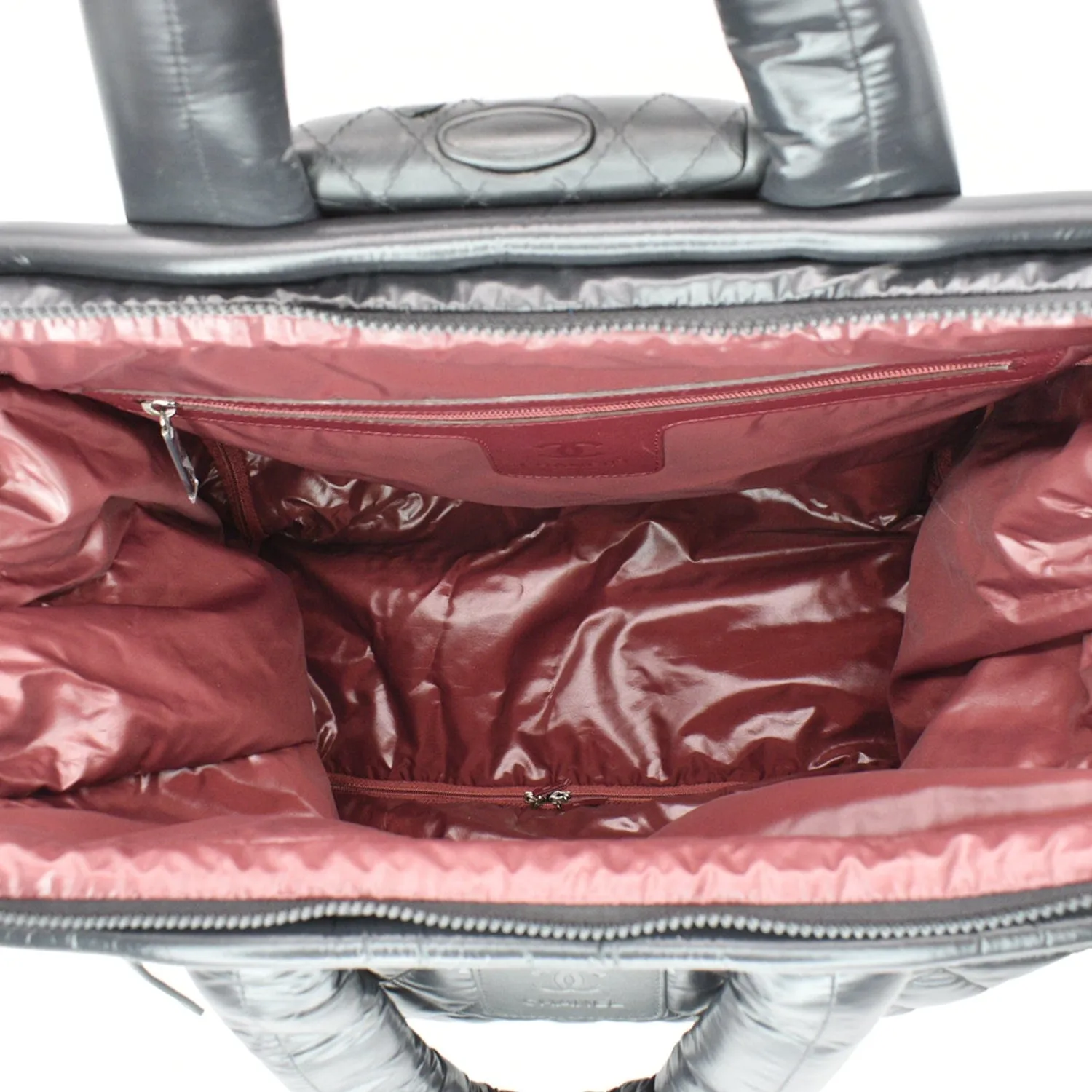 CHANEL Coco Cocoon Quilted Nylon Trolley Rolling Bag Black