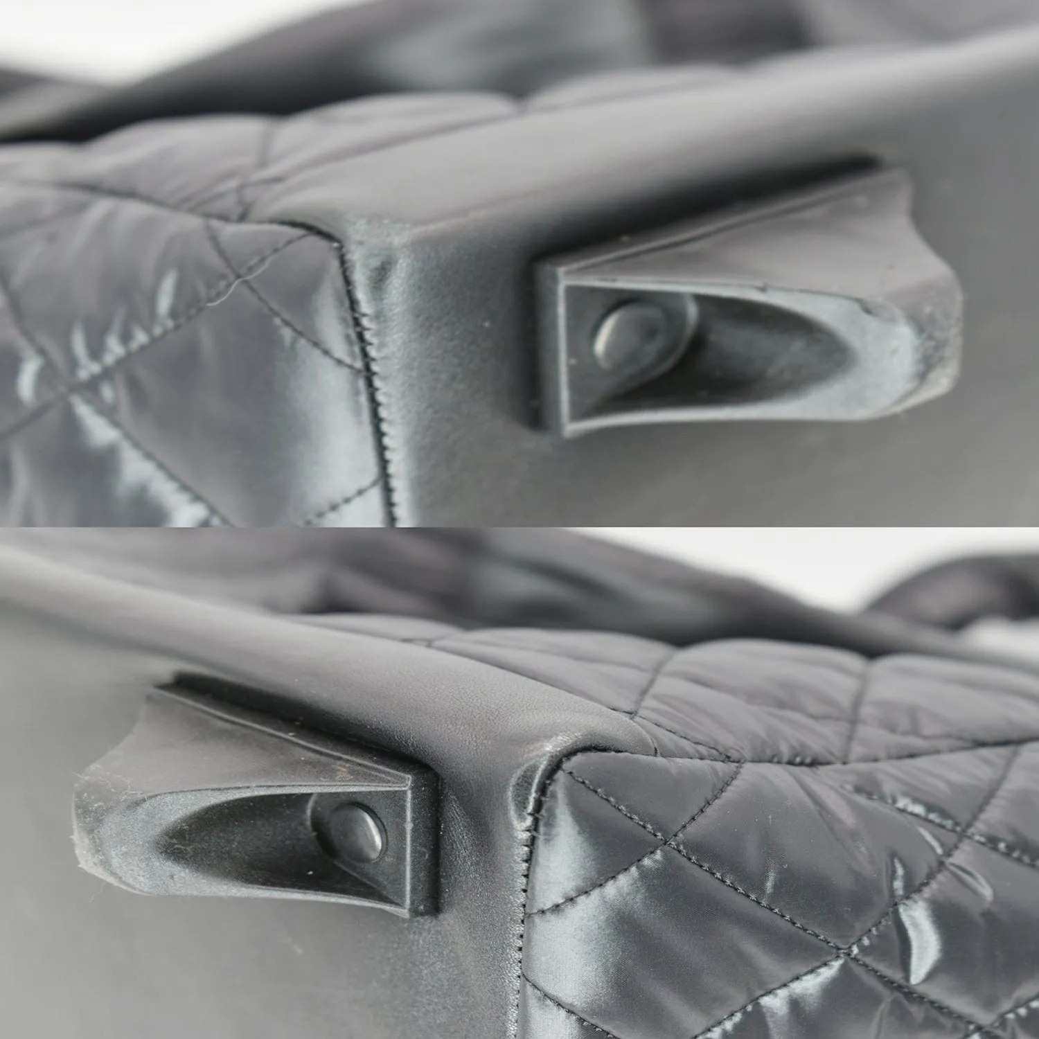 CHANEL Coco Cocoon Quilted Nylon Trolley Rolling Bag Black