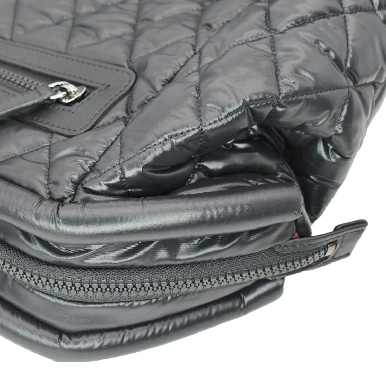 CHANEL Coco Cocoon Quilted Nylon Trolley Rolling Bag Black