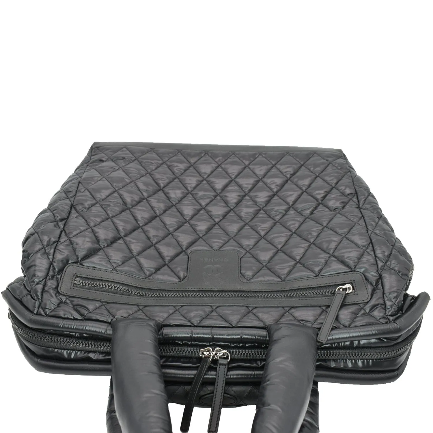 CHANEL Coco Cocoon Quilted Nylon Trolley Rolling Bag Black