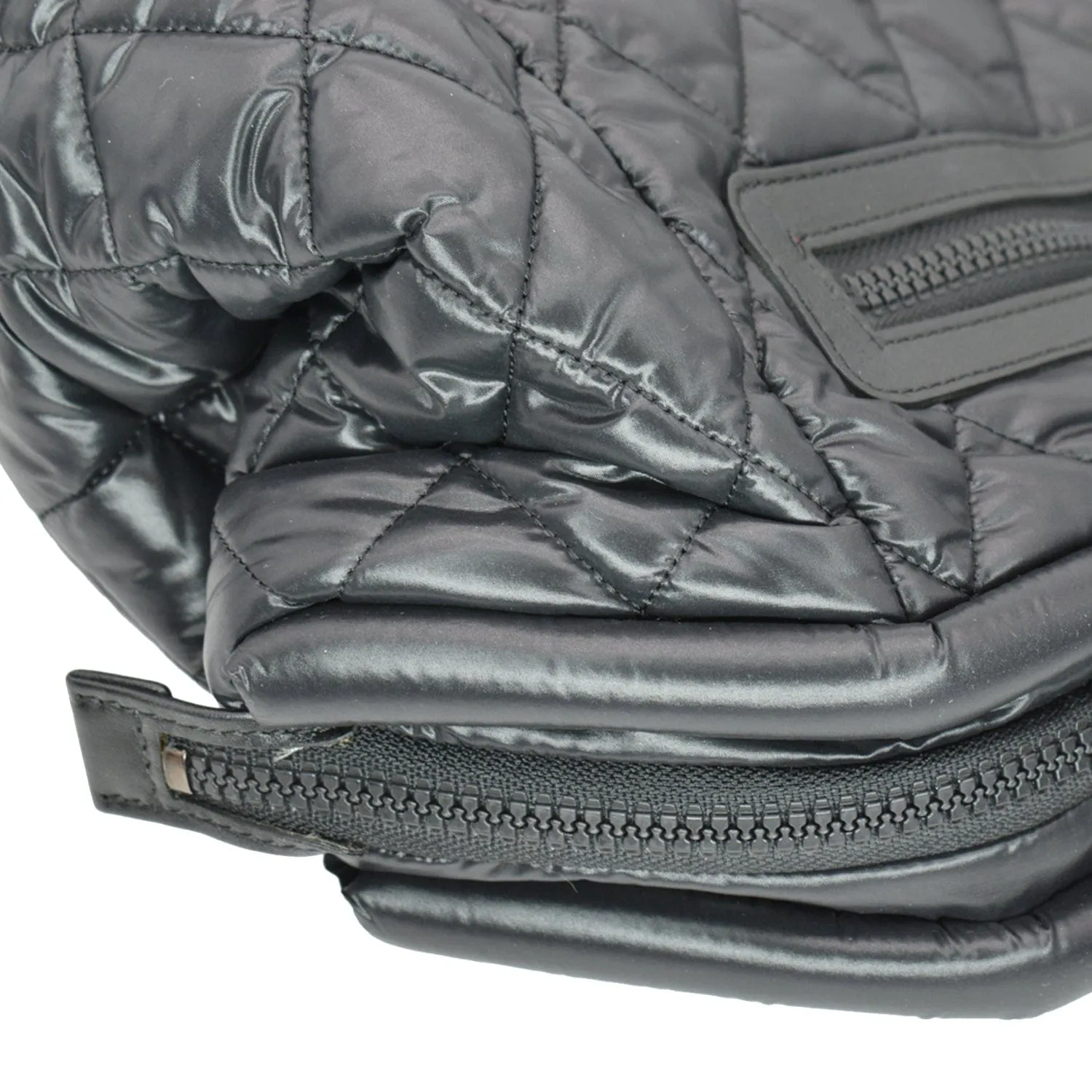 CHANEL Coco Cocoon Quilted Nylon Trolley Rolling Bag Black