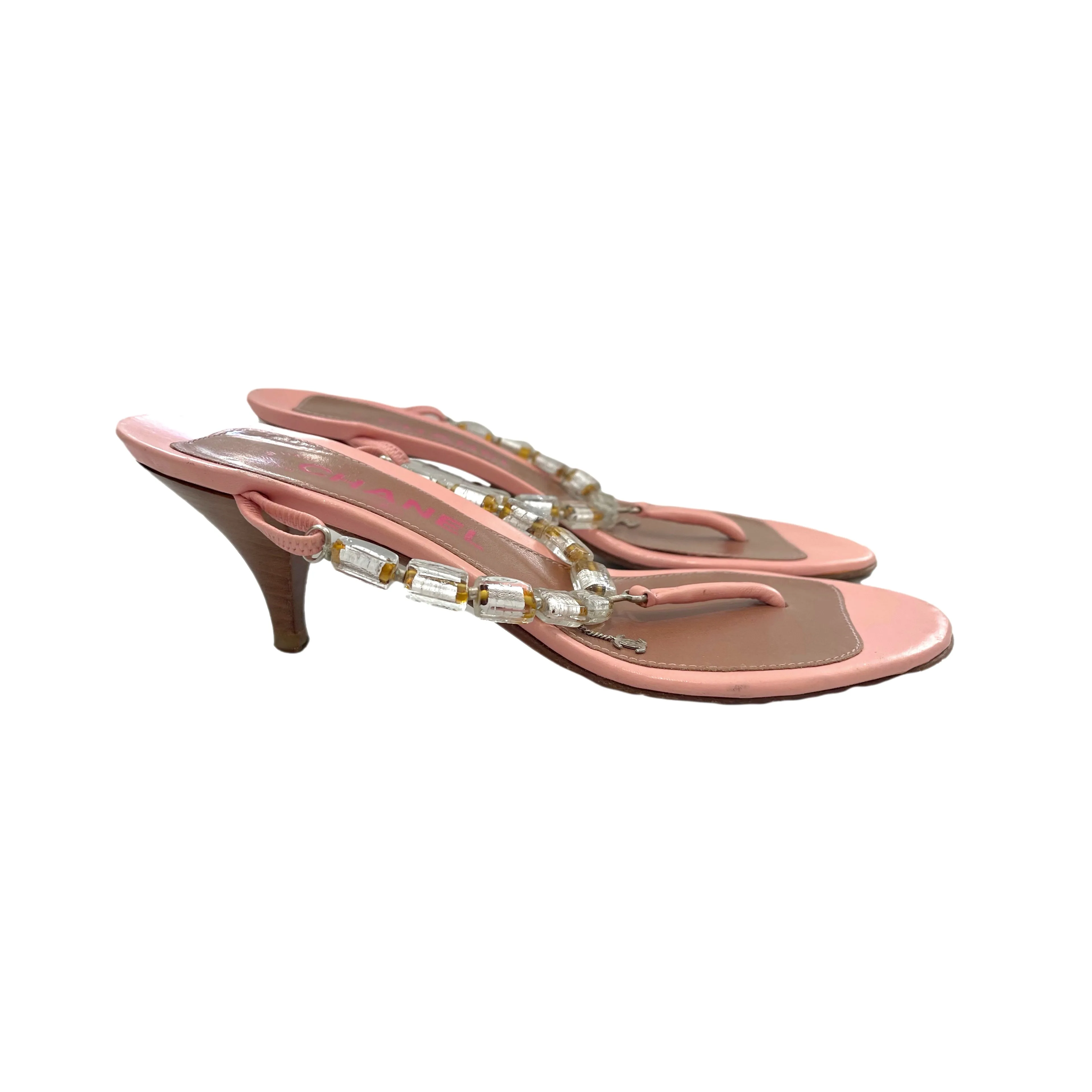 Chanel Pink Beaded Kitten Heels