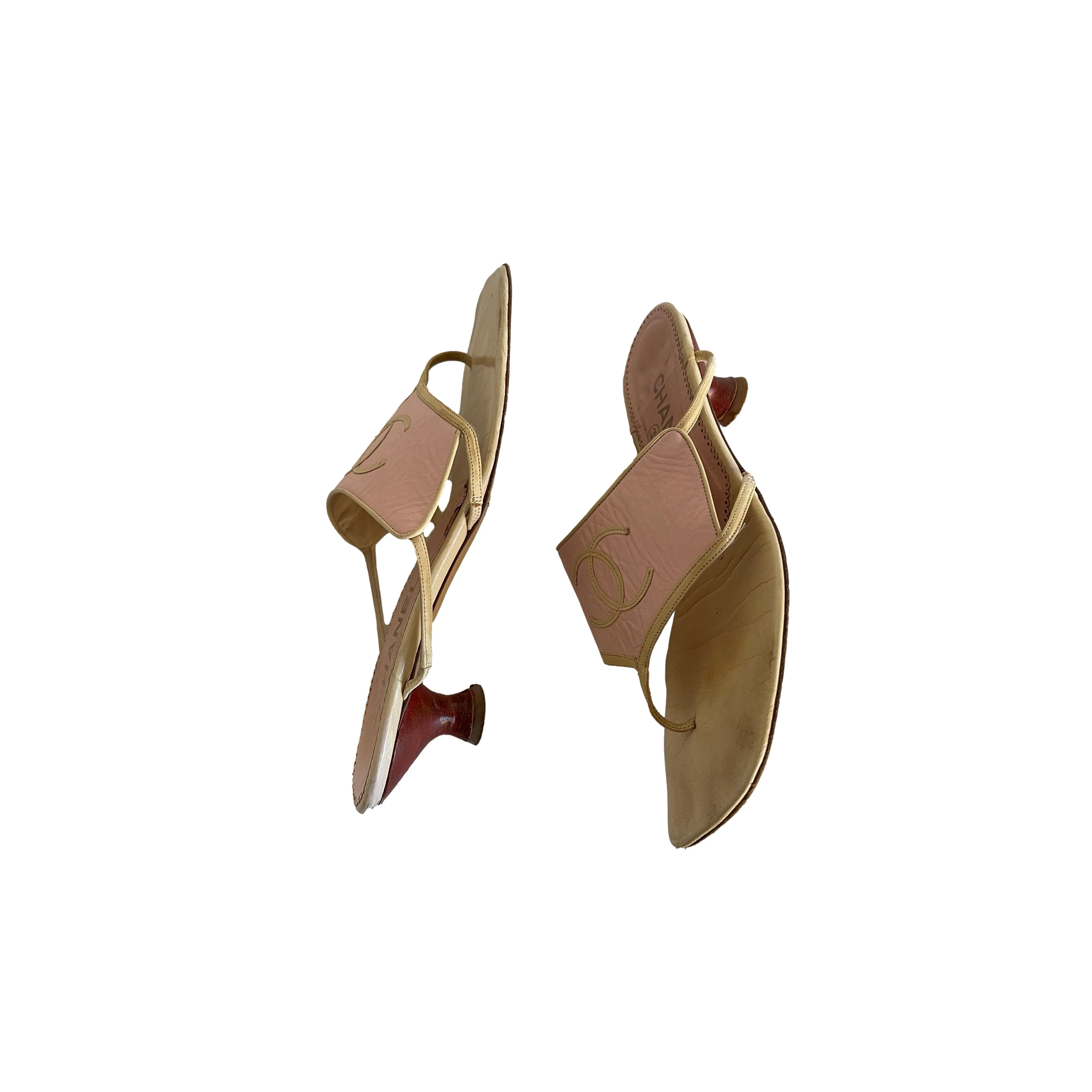 Chanel Pink Logo Kitten Heels