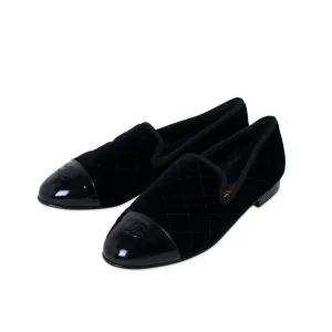 Chanel Quilted Velvet CC Loafers