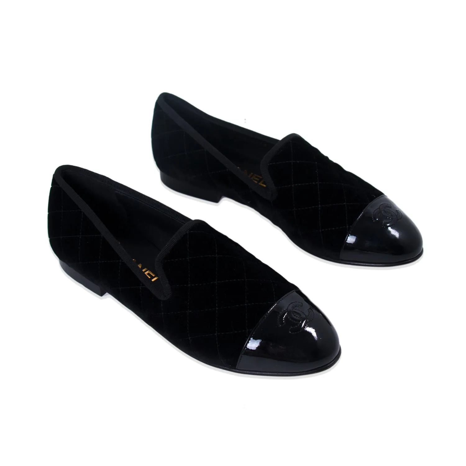 Chanel Quilted Velvet CC Loafers
