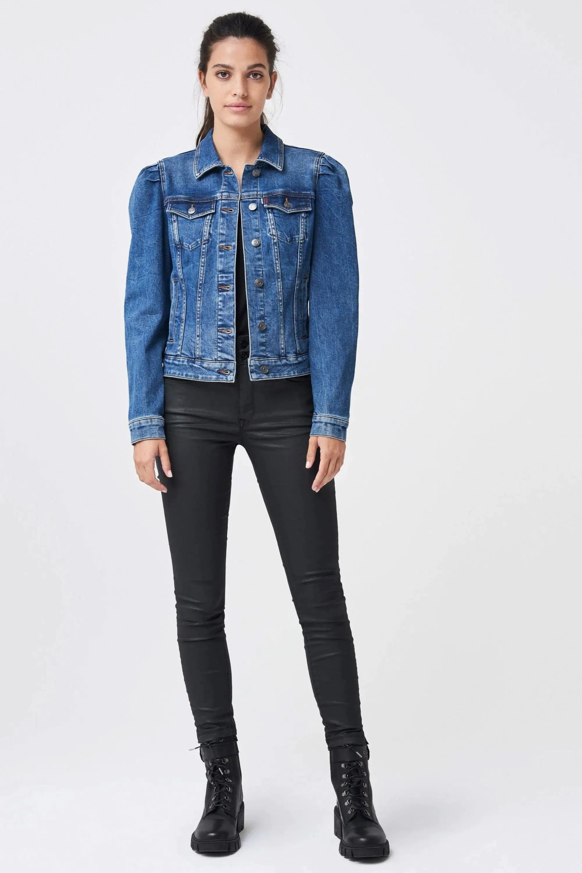 Chaqueta Vaquera Slim Fit Manga Abullonada
