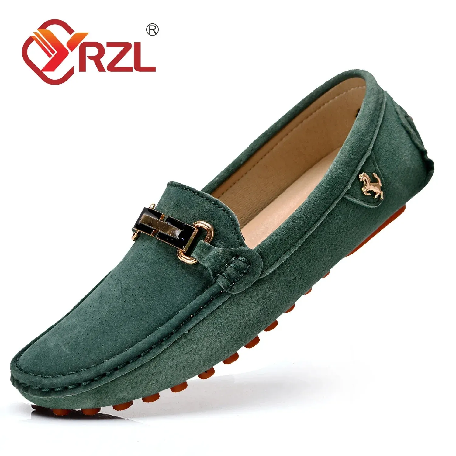 Chaussures mocassins luxe FERRARI / YRZL Loafers Men Big Size 48 Soft Driving Moccasins High Quality Flats Genuine Leather FERRARI