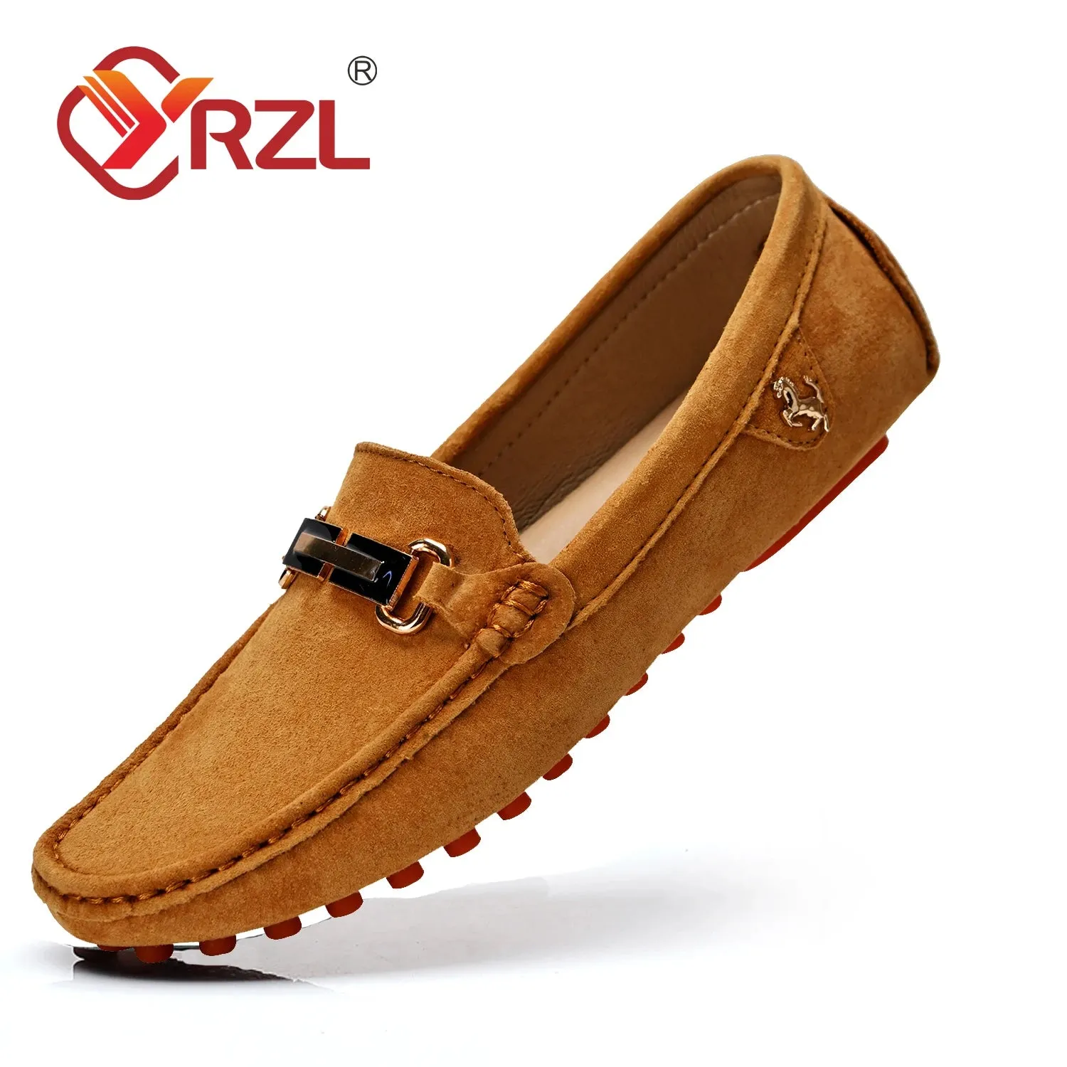 Chaussures mocassins luxe FERRARI / YRZL Loafers Men Big Size 48 Soft Driving Moccasins High Quality Flats Genuine Leather FERRARI
