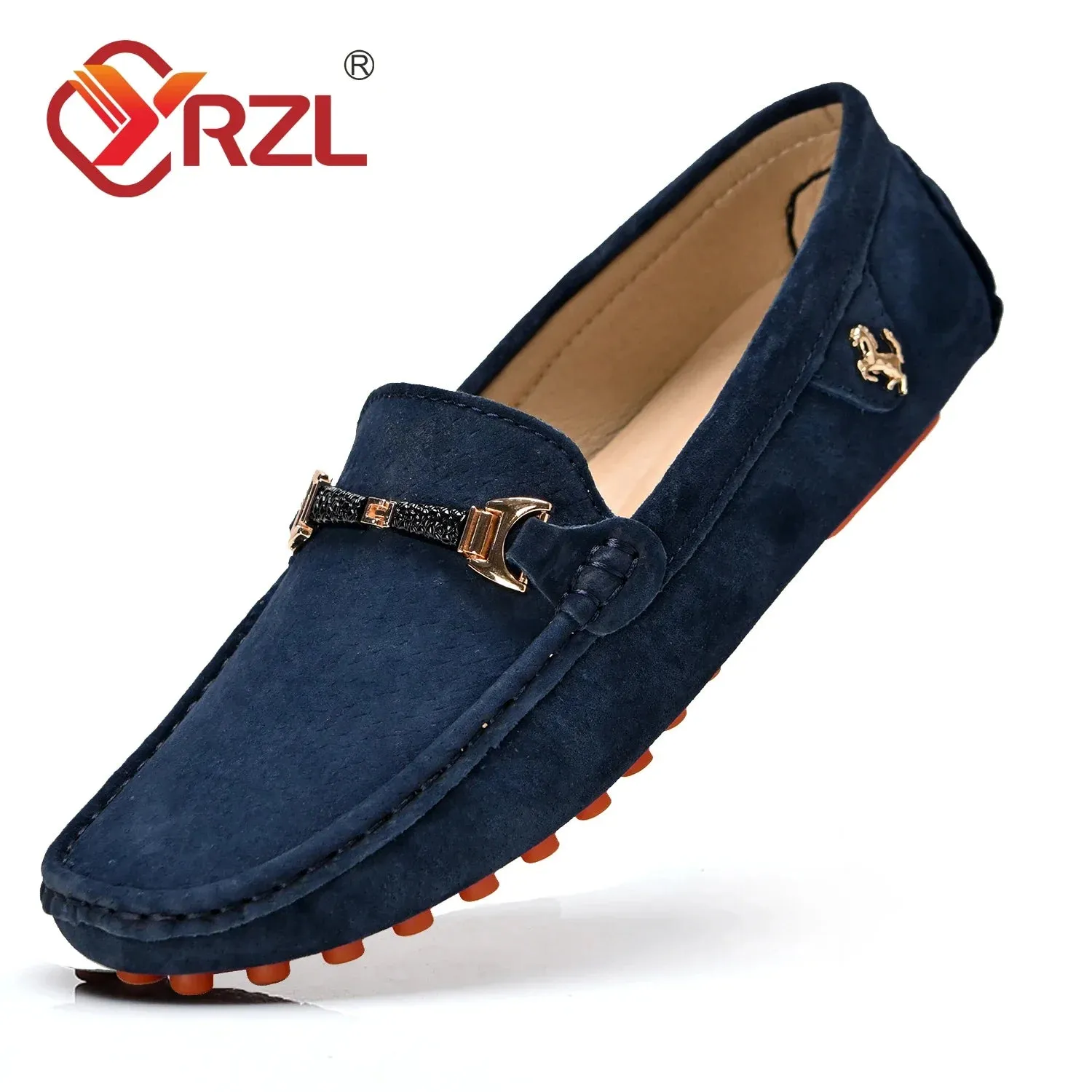 Chaussures mocassins luxe FERRARI / YRZL Loafers Men Big Size 48 Soft Driving Moccasins High Quality Flats Genuine Leather FERRARI