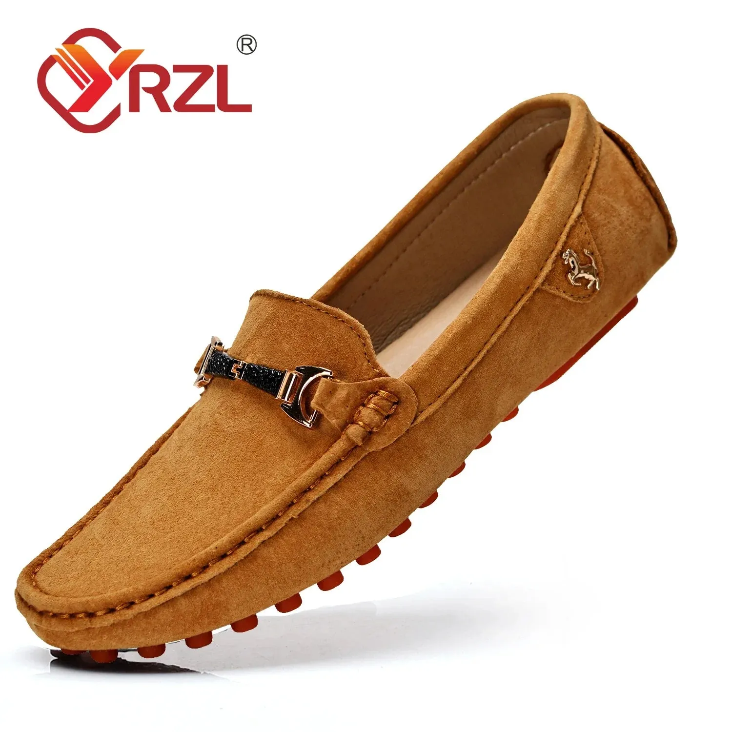 Chaussures mocassins luxe FERRARI / YRZL Loafers Men Big Size 48 Soft Driving Moccasins High Quality Flats Genuine Leather FERRARI