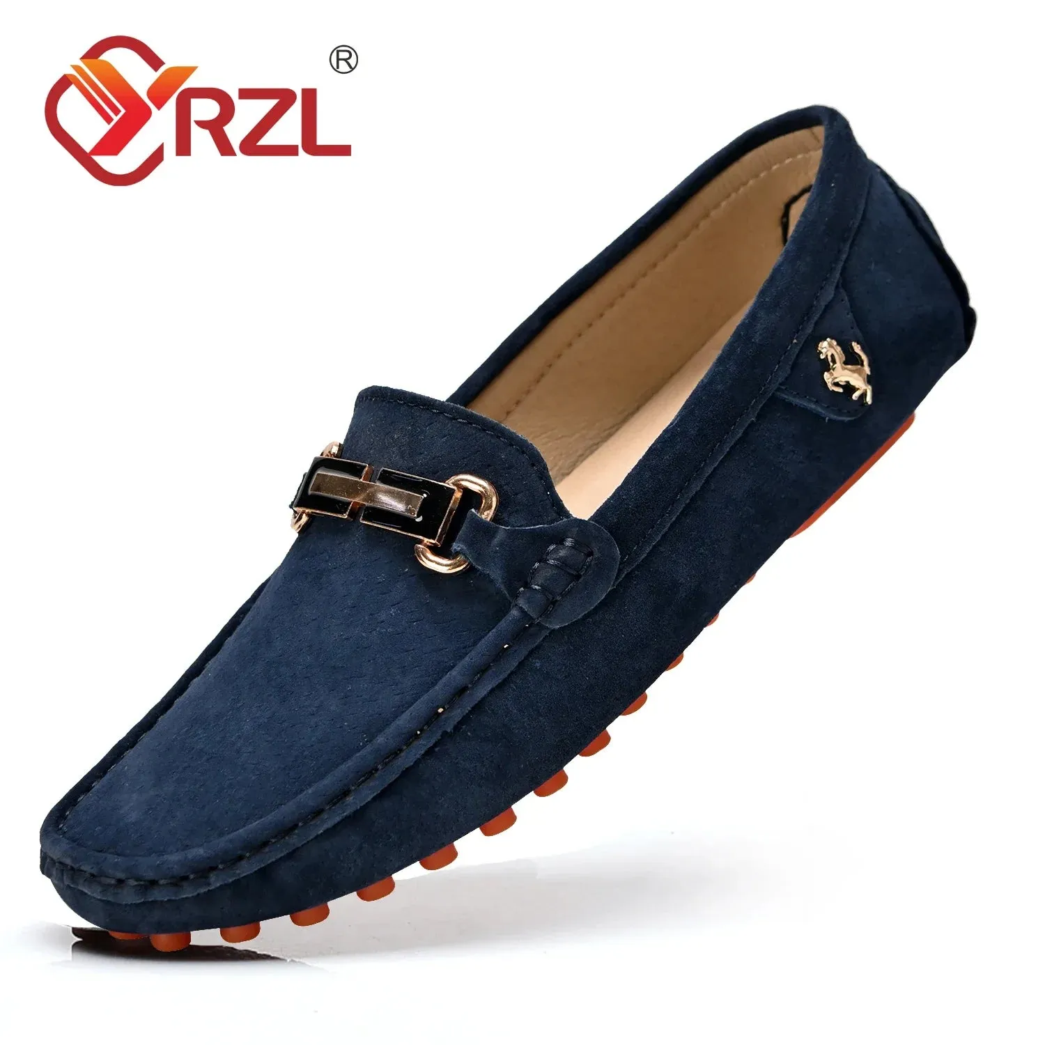 Chaussures mocassins luxe FERRARI / YRZL Loafers Men Big Size 48 Soft Driving Moccasins High Quality Flats Genuine Leather FERRARI