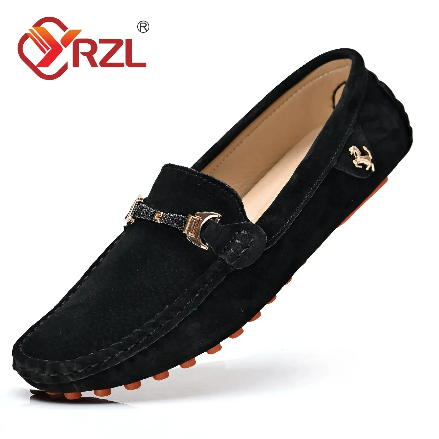 Chaussures mocassins luxe FERRARI / YRZL Loafers Men Big Size 48 Soft Driving Moccasins High Quality Flats Genuine Leather FERRARI