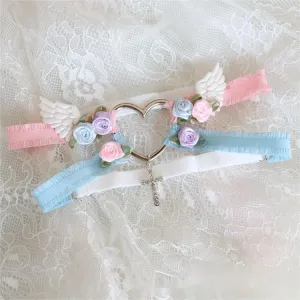 Chic Cross Angel Wings Heart Rosebud Elastic Thigh Leg Garter Belts