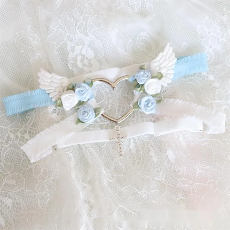 Chic Cross Angel Wings Heart Rosebud Elastic Thigh Leg Garter Belts