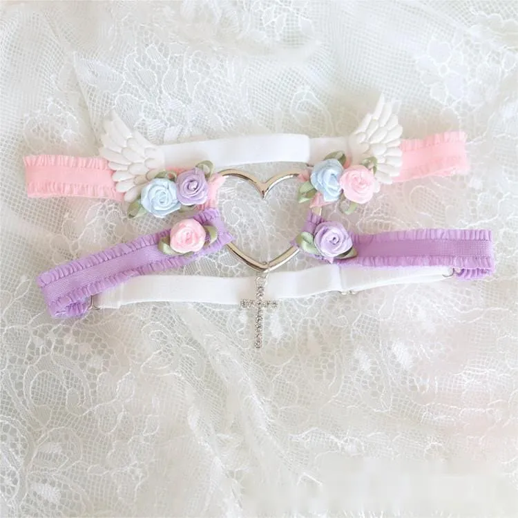 Chic Cross Angel Wings Heart Rosebud Elastic Thigh Leg Garter Belts