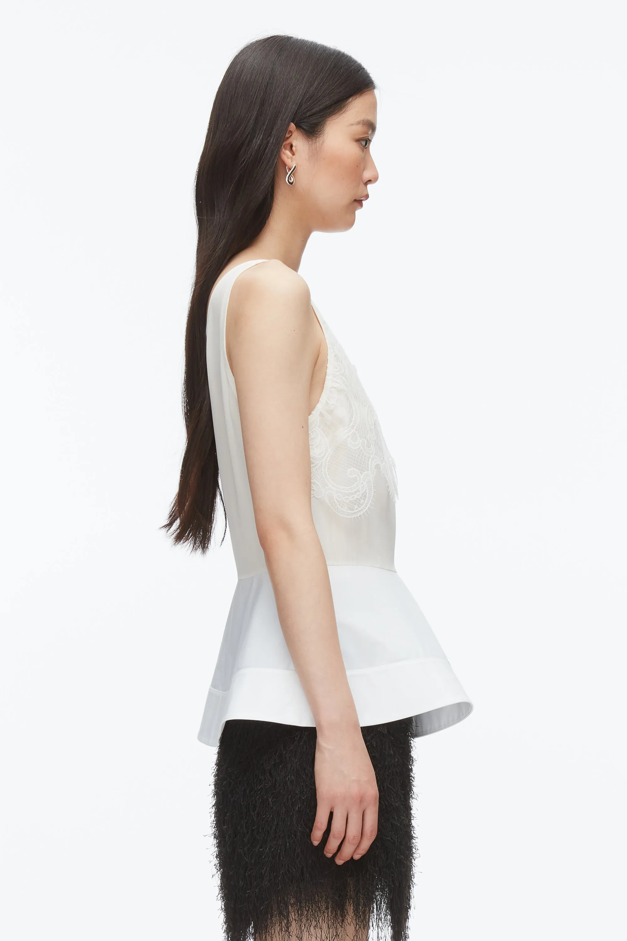 Chiffon Peplum Tank with Lace