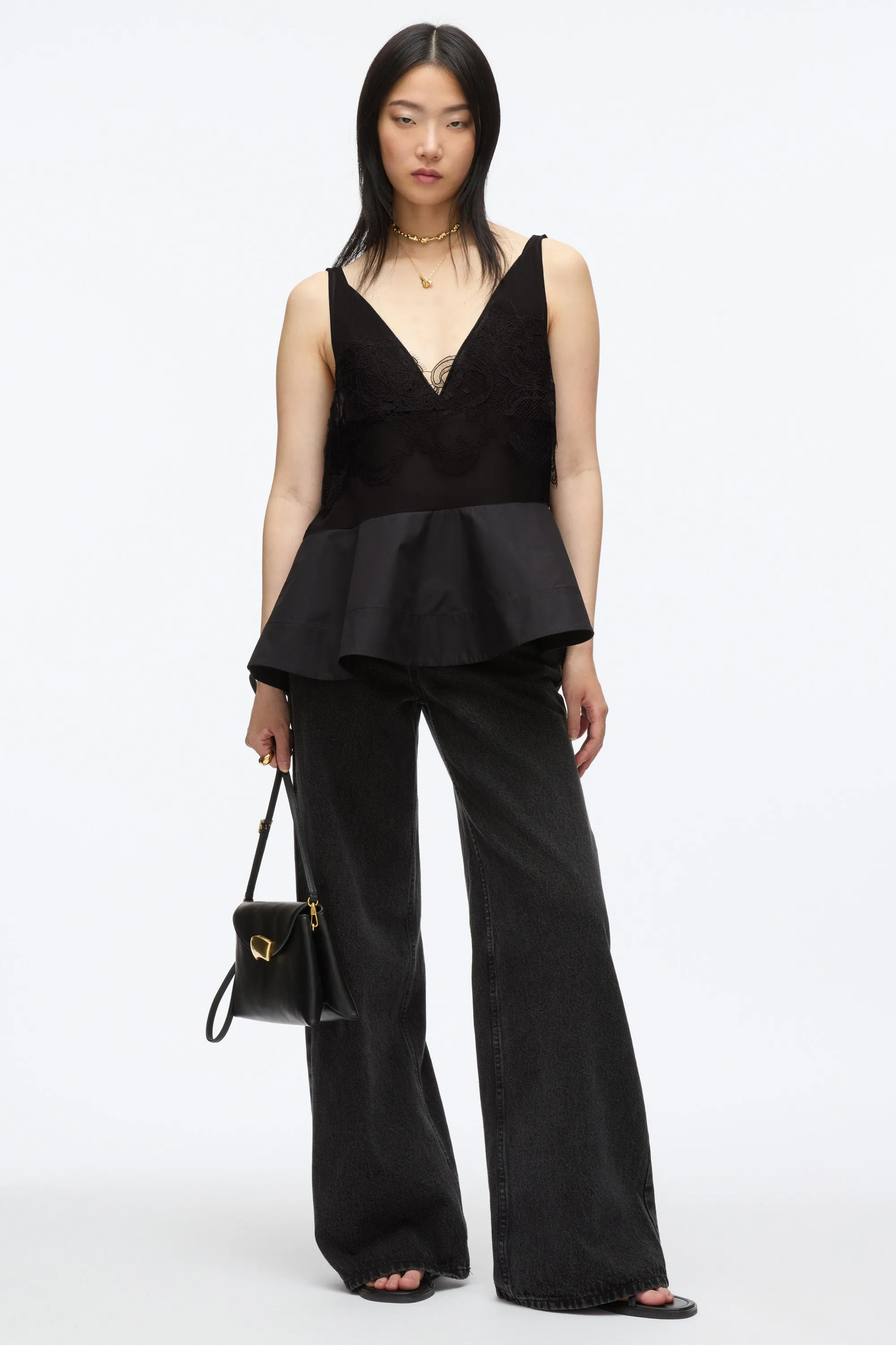 Chiffon Peplum Tank with Lace