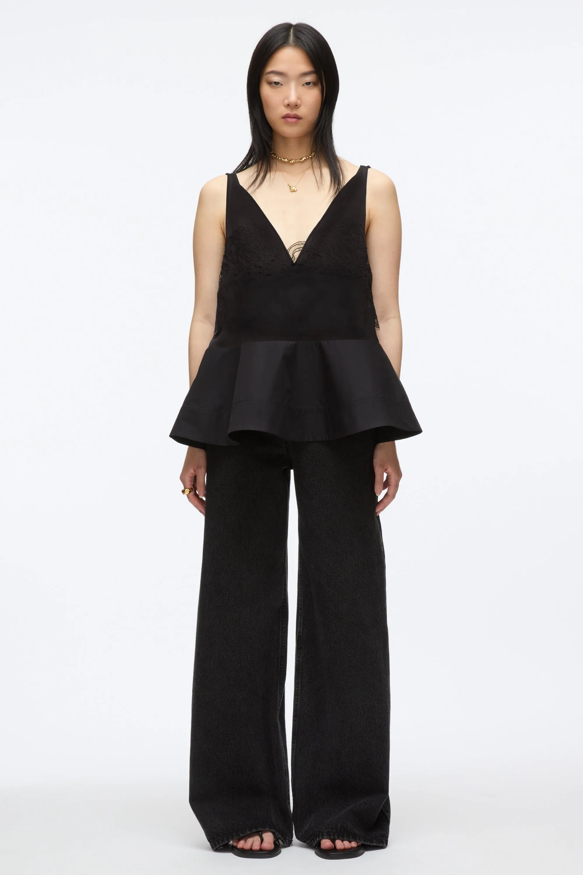 Chiffon Peplum Tank with Lace