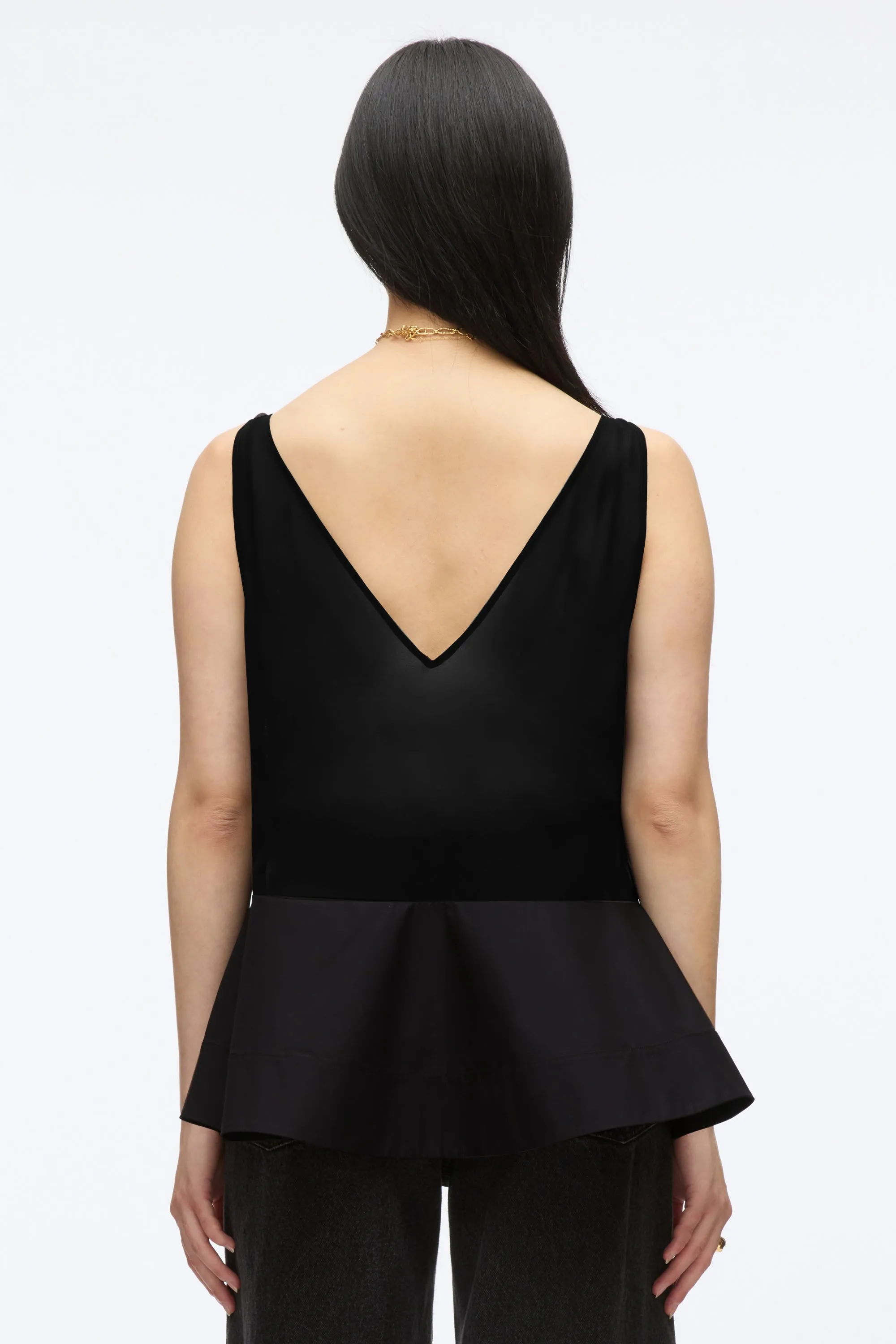 Chiffon Peplum Tank with Lace