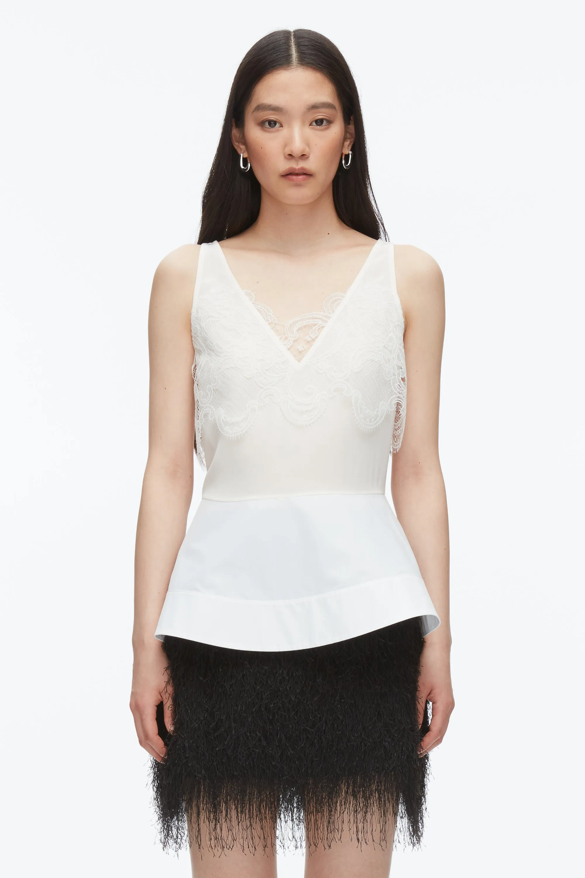 Chiffon Peplum Tank with Lace