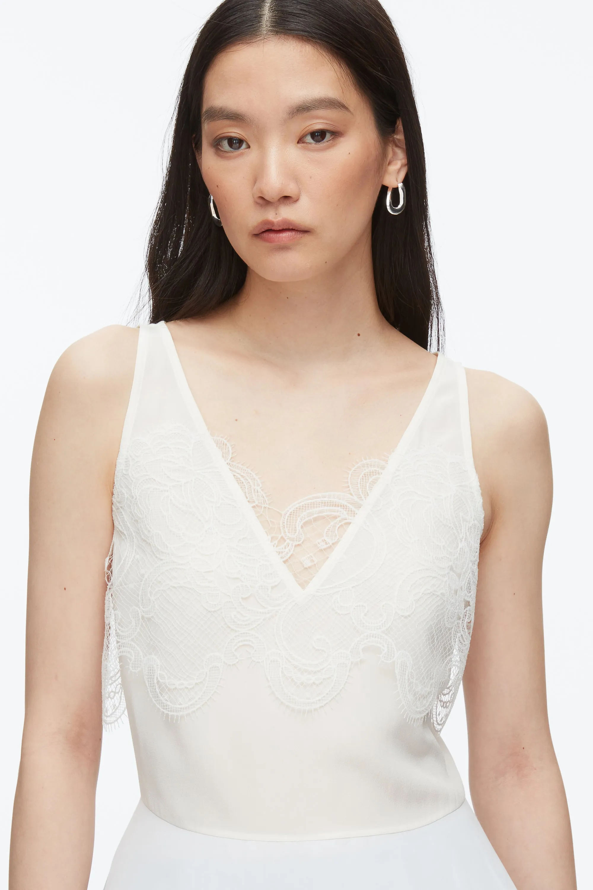 Chiffon Peplum Tank with Lace