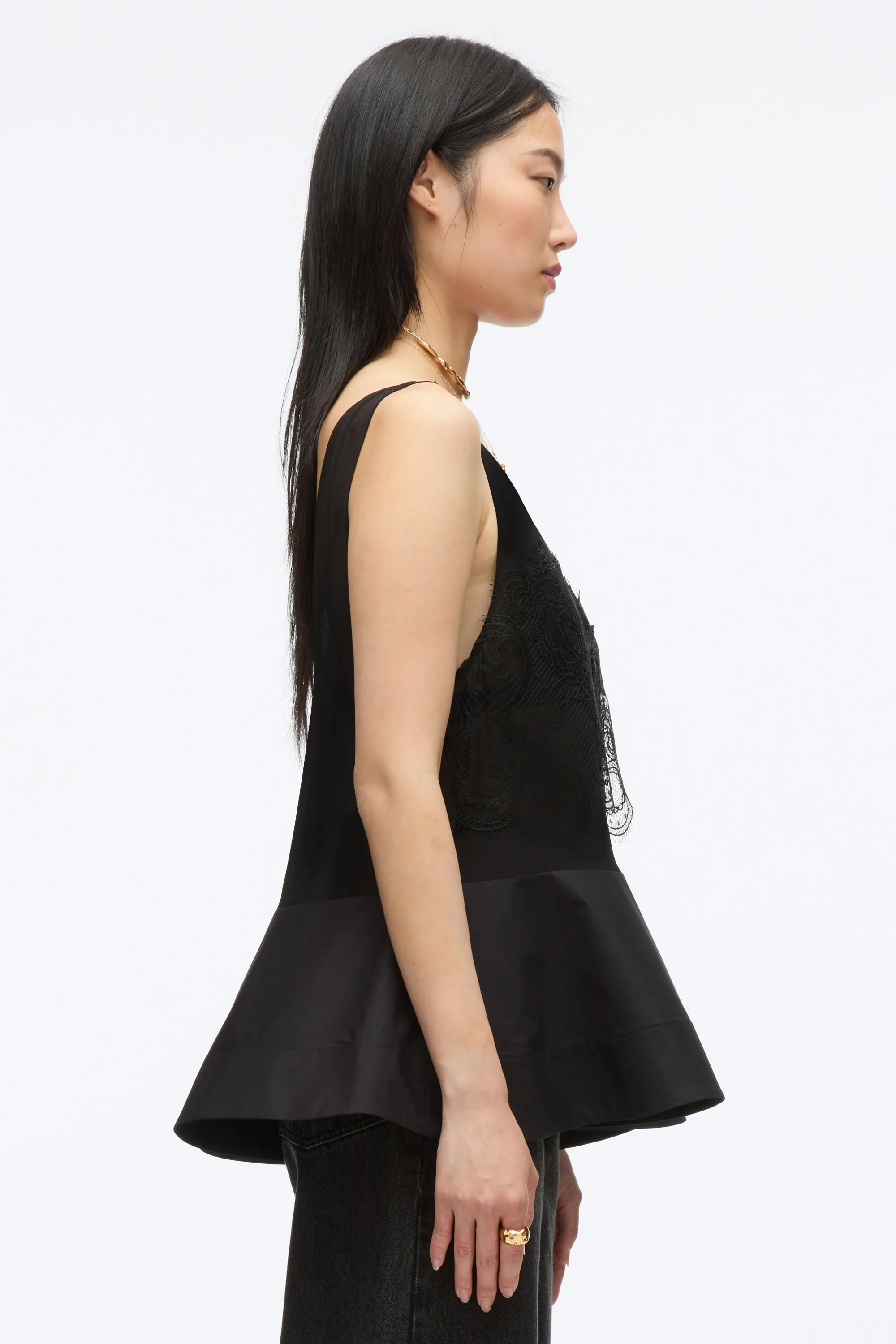 Chiffon Peplum Tank with Lace