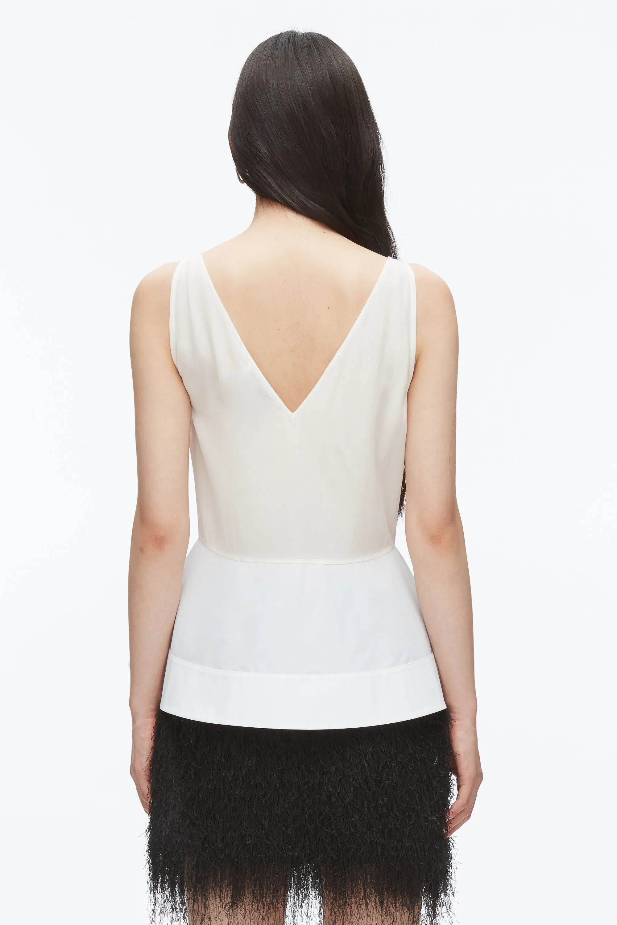 Chiffon Peplum Tank with Lace