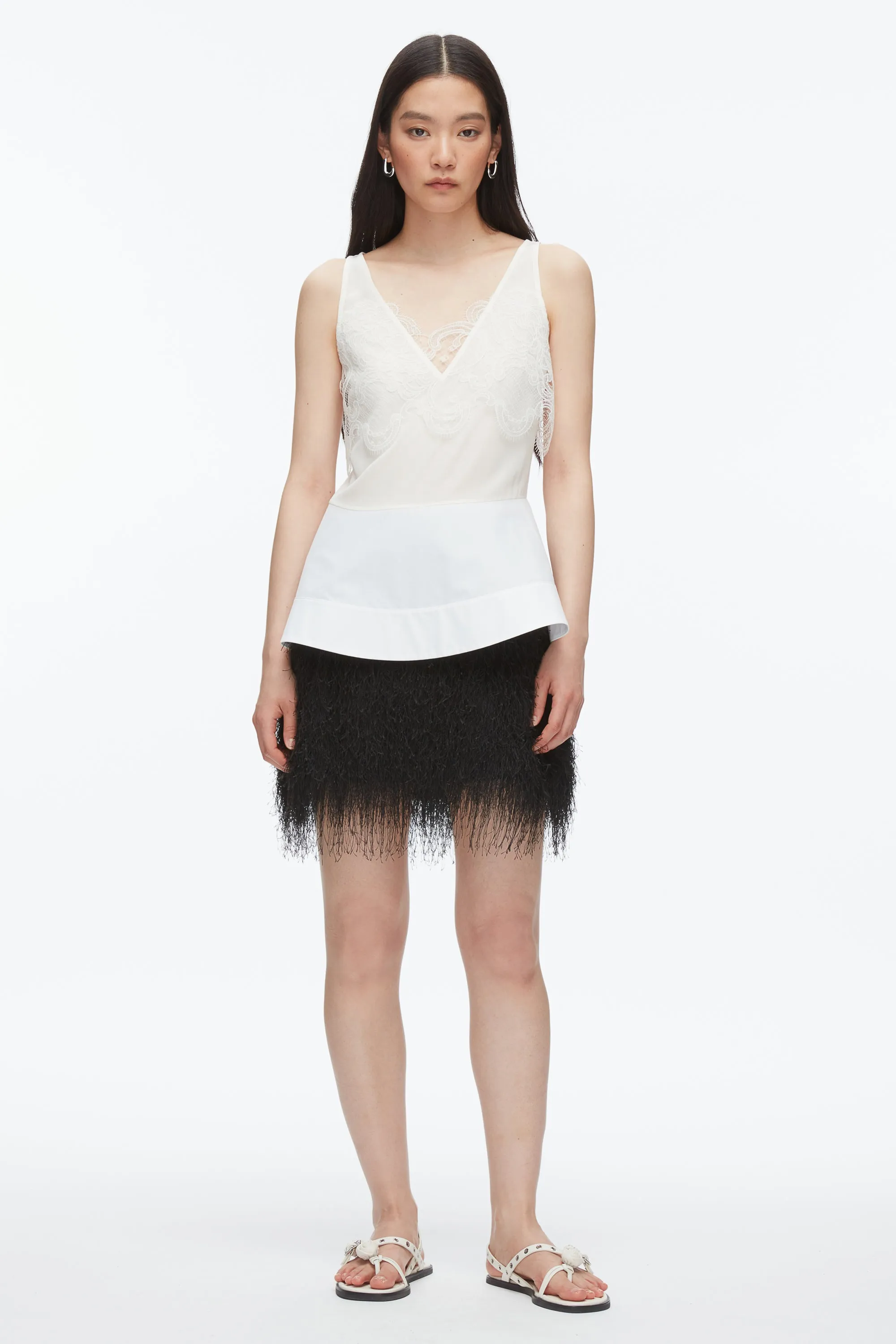 Chiffon Peplum Tank with Lace