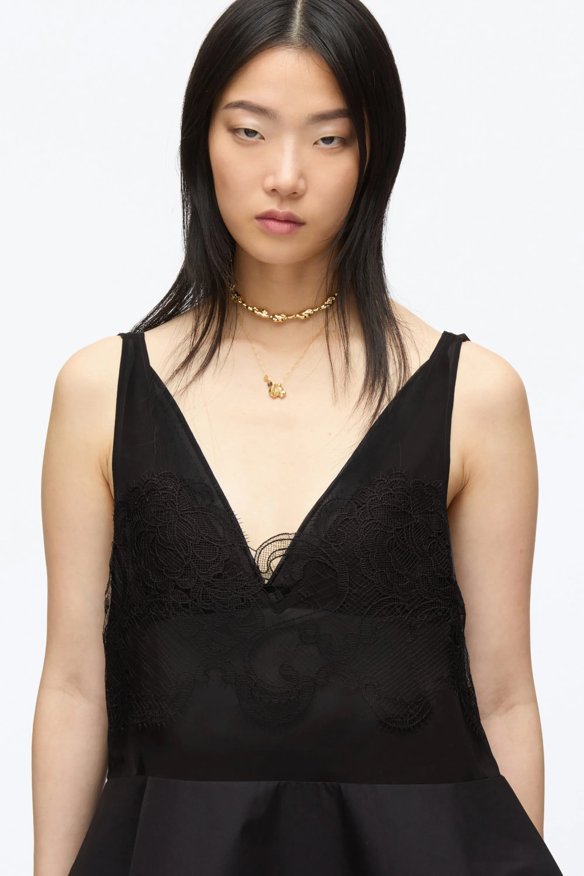 Chiffon Peplum Tank with Lace