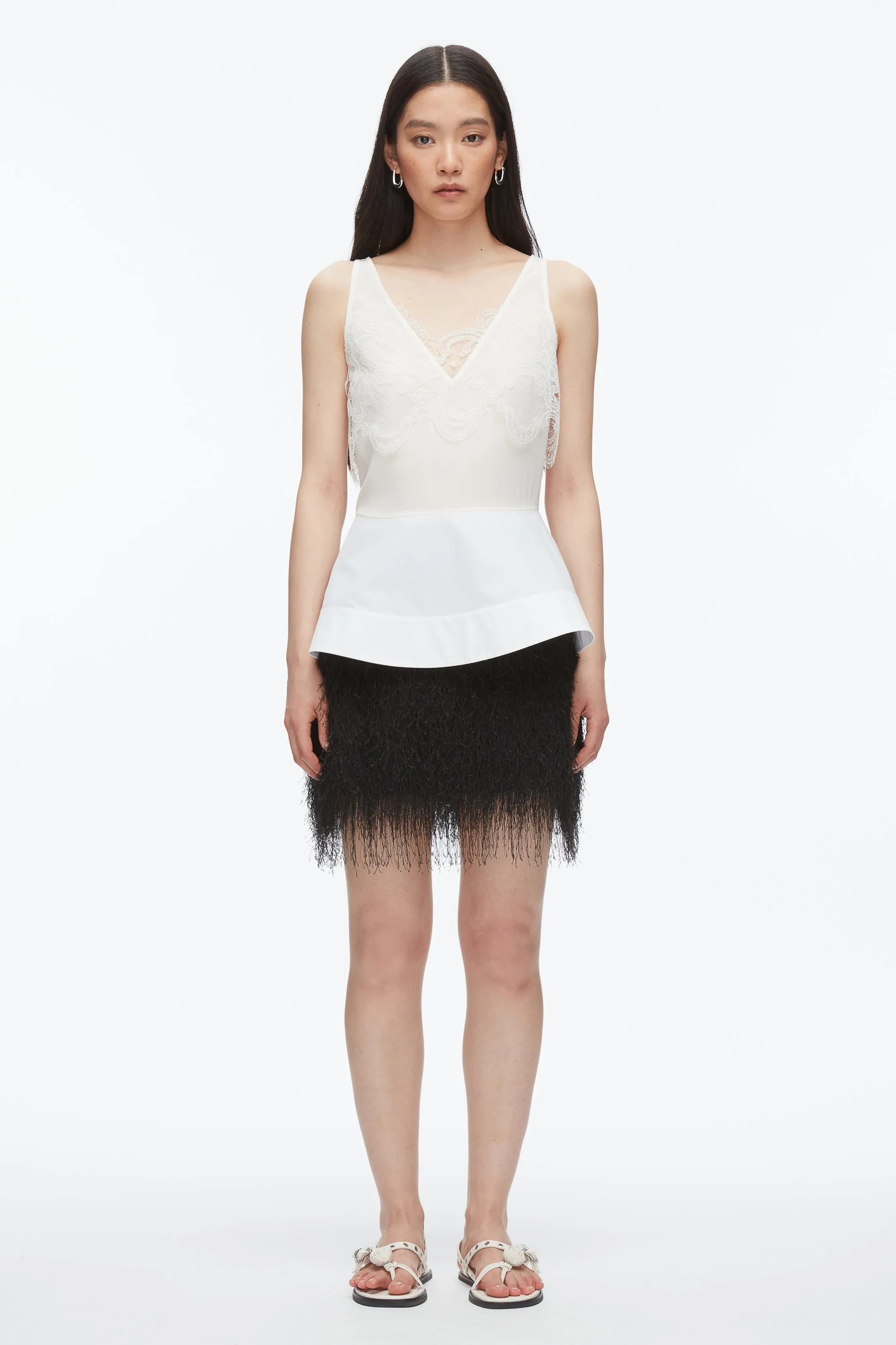 Chiffon Peplum Tank with Lace