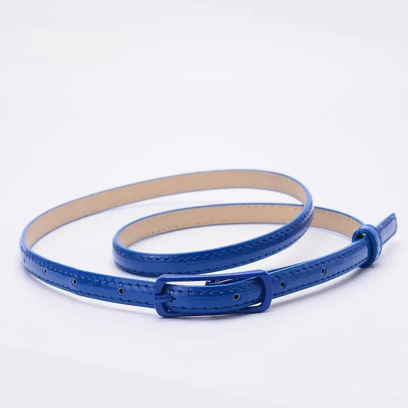 Children Candy Color Belts 1.2cm Super-thin PU Belts Simple Solid Color Lightweight Belts Summer Apparel Accessories