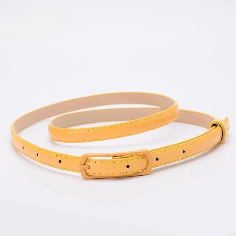 Children Candy Color Belts 1.2cm Super-thin PU Belts Simple Solid Color Lightweight Belts Summer Apparel Accessories