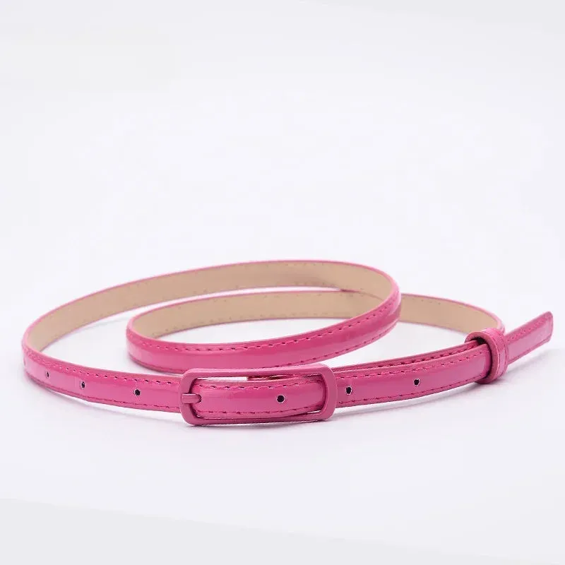 Children Candy Color Belts 1.2cm Super-thin PU Belts Simple Solid Color Lightweight Belts Summer Apparel Accessories