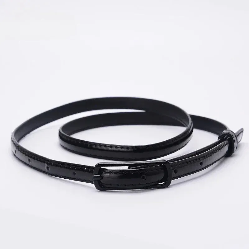 Children Candy Color Belts 1.2cm Super-thin PU Belts Simple Solid Color Lightweight Belts Summer Apparel Accessories