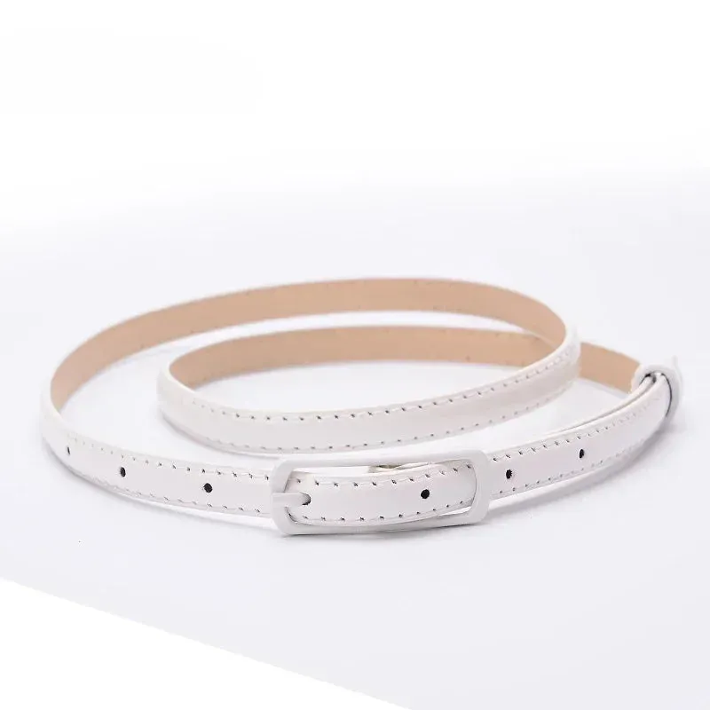 Children Candy Color Belts 1.2cm Super-thin PU Belts Simple Solid Color Lightweight Belts Summer Apparel Accessories