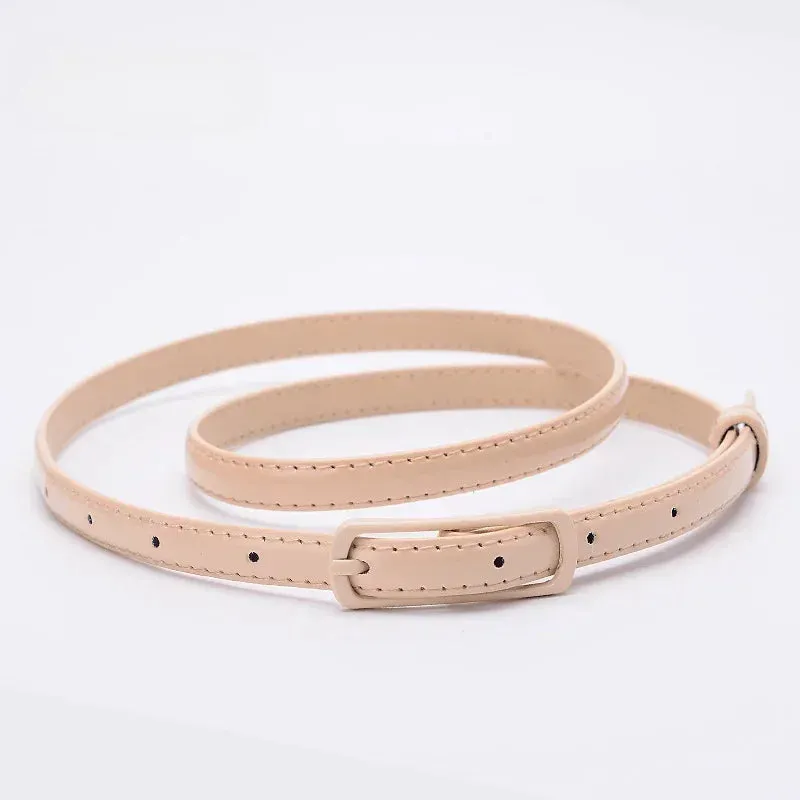 Children Candy Color Belts 1.2cm Super-thin PU Belts Simple Solid Color Lightweight Belts Summer Apparel Accessories