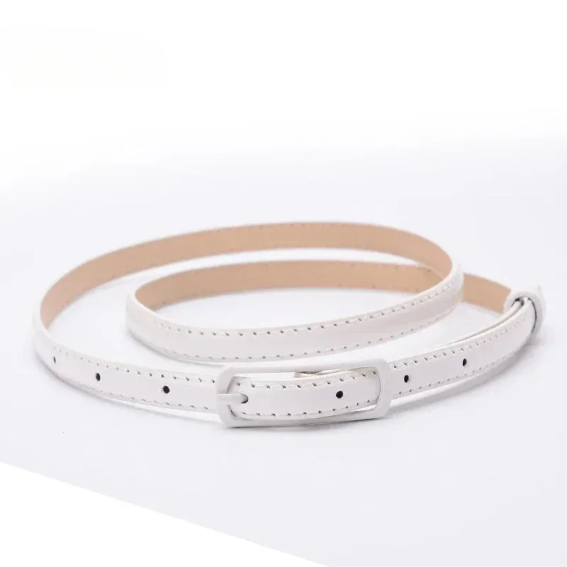 Children Candy Color Belts 1.2cm Super-thin PU Belts Simple Solid Color Lightweight Belts Summer Apparel Accessories