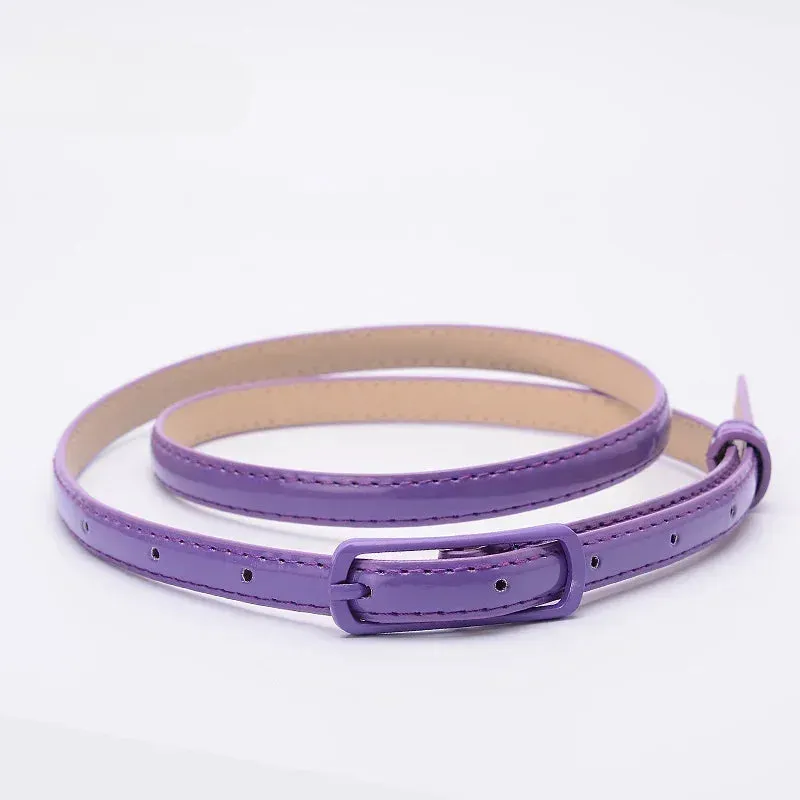 Children Candy Color Belts 1.2cm Super-thin PU Belts Simple Solid Color Lightweight Belts Summer Apparel Accessories