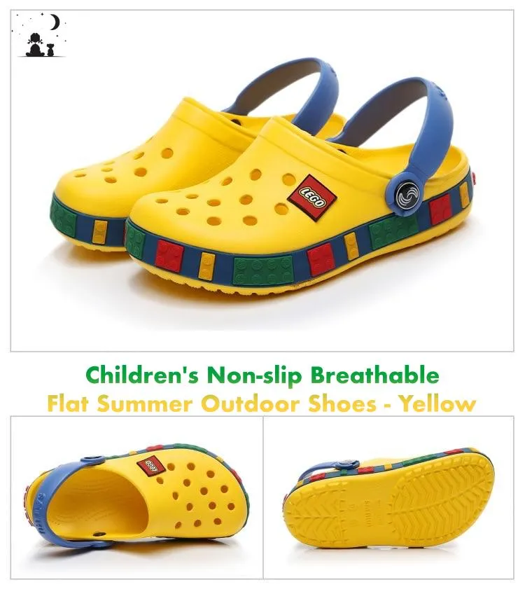 Children's Non-slip Breathable Flat Summer Outdoor Shoes - Black, Yellow