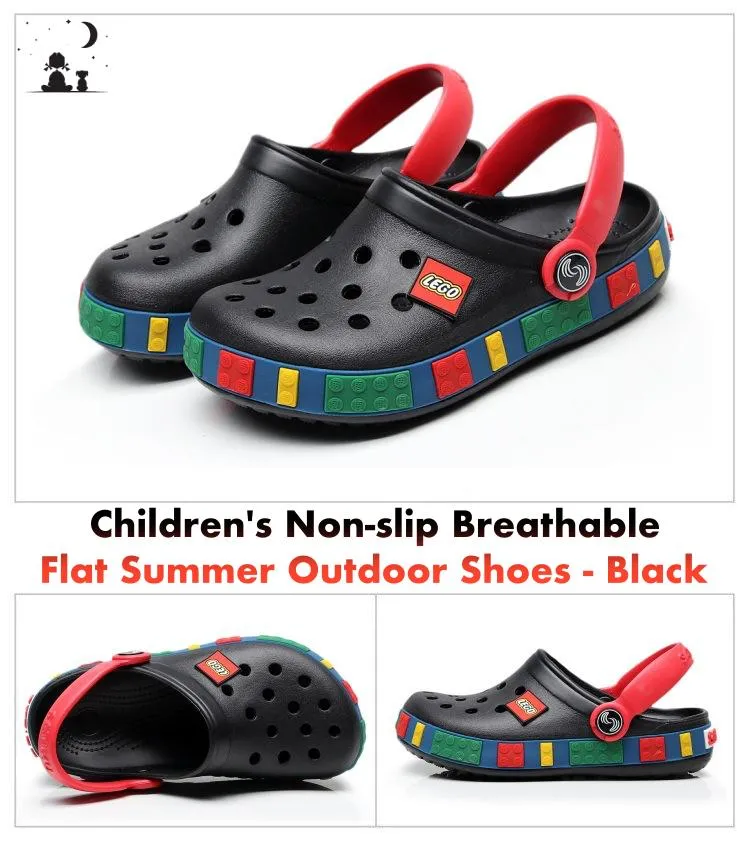 Children's Non-slip Breathable Flat Summer Outdoor Shoes - Black, Yellow