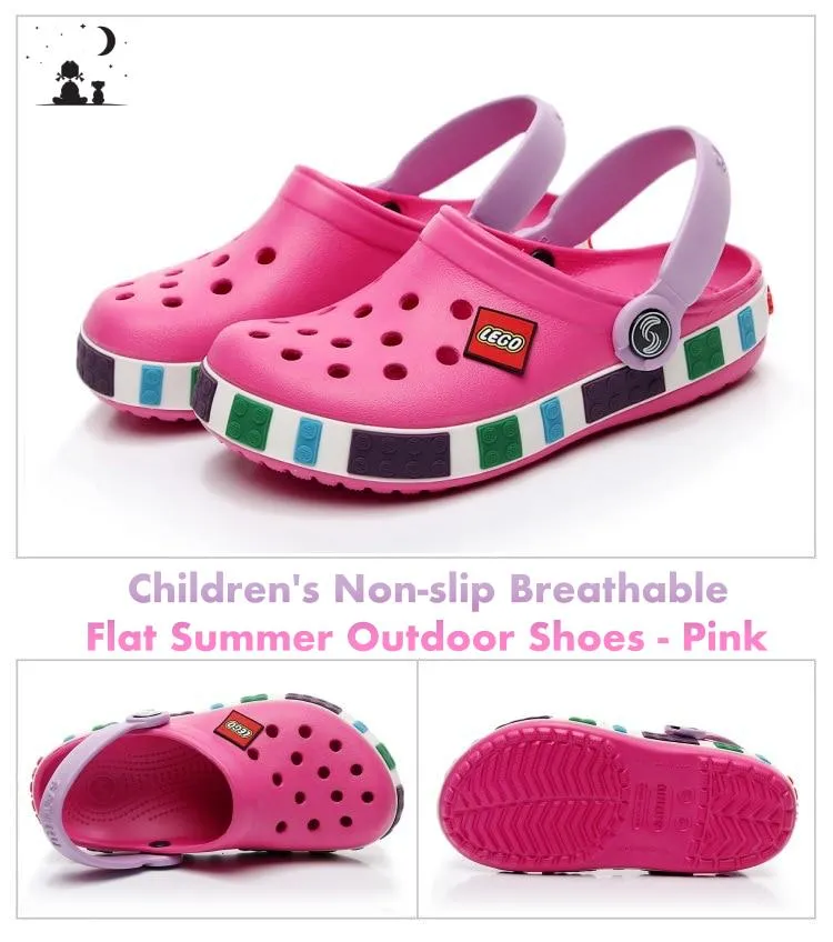 Children's Non-slip Breathable Flat Summer Outdoor Shoes - Green, Blue, Pink